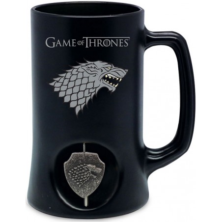 Chope à Bière - Game Of Thrones - "Famille Stark" - Black - Symbole tournant.