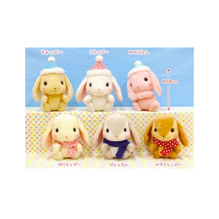 Peluche - Lapin blanc crème avec écharpe