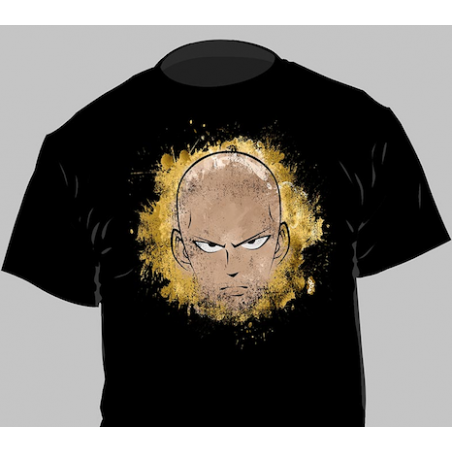 T-shirt One Punch Man - Saitama Sérieux - Fond Noir - L Homme 