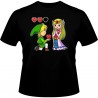 T-shirt - okiWoki - Un héro offrant son coeur à sa belle - Zelda - Fond Noir - M Homme 