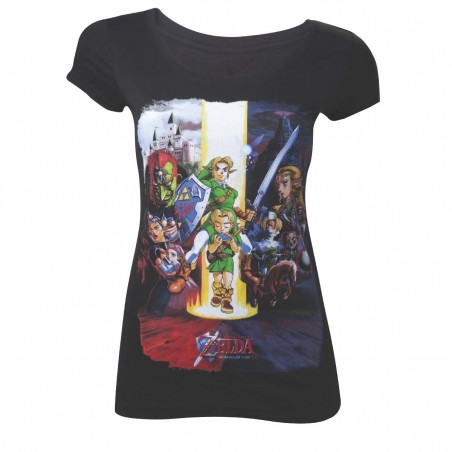 T-shirt Bioworld - Zelda Ocarina of Time - Fond Noir - S Femme