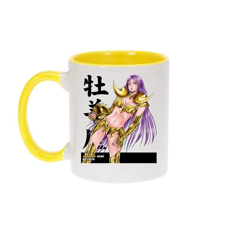 Mug - okiWoki - La Sublime Naïna née sous le Signe du Bélier ! - Saint Seiya - Fond Jaune