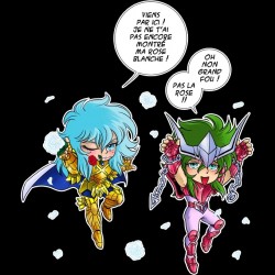 T-shirt - okiWoki - Faisons l'amour pas la guerre - Saint Seiya - Fond Noir - S Homme 