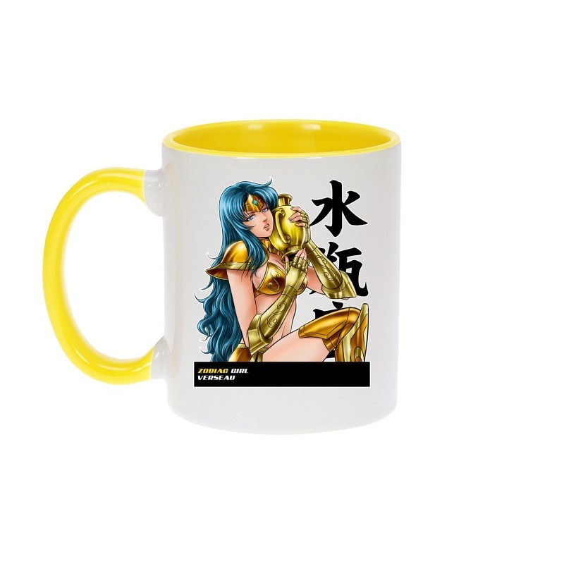 Mug - okiWoki - La Sublime Clara née sous le Signe du Verseau ! - Saint Seiya - Fond Jaune