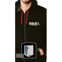 Sweat Neko - Bataillon d'exploration - Attack On Titan - Fond Noir - XL - Unisexe 