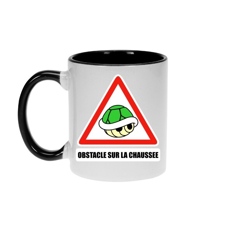 Mug - okiWoki - Obstacle sur la chaussée - Nintendo - Fond Noir