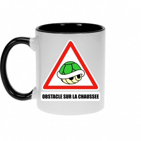 Mug - okiWoki - Obstacle sur la chaussée - Nintendo - Fond Noir