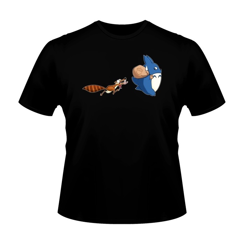 T-shirt - okiWoki - Le gland Amour ! - L'âge de Glace / Totoro - Fond Noir - S Homme 
