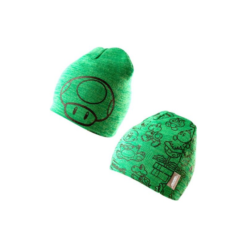 Bonnet Réversible - Nintendo - Champignon - fond vert - Unisexe 