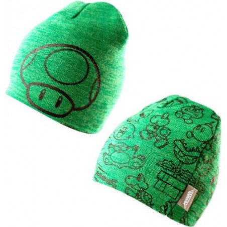 Bonnet Réversible - Nintendo - Champignon - fond vert - Unisexe 