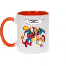 Mug - okiWoki - Ce soir, on vous met le Feu ! - Pokemon - Fond Orange