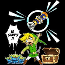 T-shirt - okiWoki - Le Grappin!! - Zelda / Toy Story - Fond Noir - L Homme 