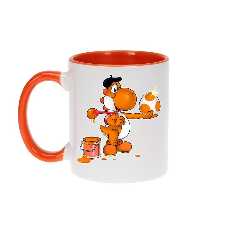 Mug - okiWoki - Peinture fraîche - Yoshi Orange - Nintendo - Fond Orange