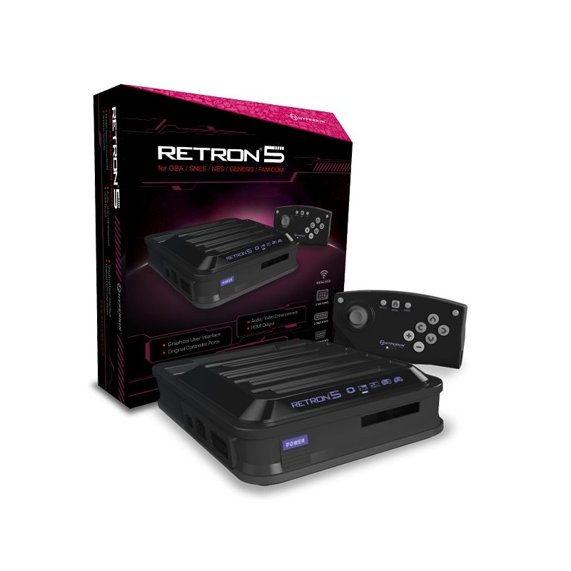 Console - RetroN 5 (Multi console NES, SNES, MD, GB/GBA universelle et HDMI) - Noire