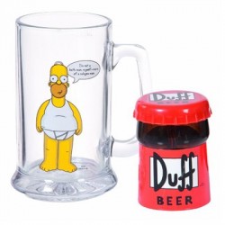 Verre à bière Homer + décapsuleur Duff - Simpsons + boîte cadeau
