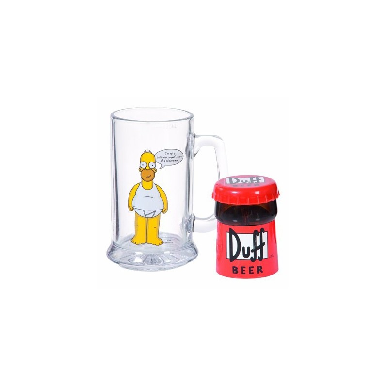 Verre à bière Homer + décapsuleur Duff - Simpsons + boîte cadeau