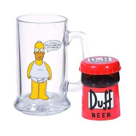 Verre à bière Homer + décapsuleur Duff - Simpsons + boîte cadeau