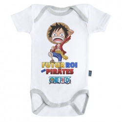 Body Bébé manches courtes - Luffy futur roi des pirates - One Piece - Unisexe 6 - 12 