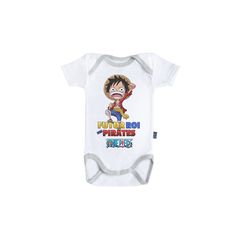 Body Bébé manches courtes - Luffy futur roi des pirates - One Piece - Unisexe 6 - 12 