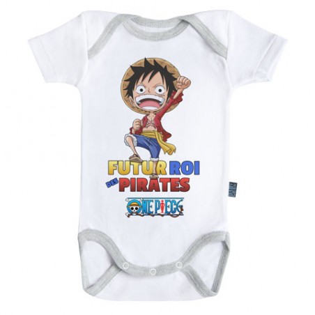Body Bébé manches courtes - Luffy futur roi des pirates - One Piece - Unisexe 6 - 12