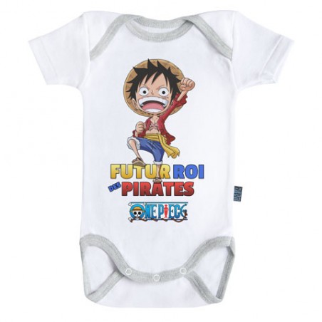 Body Bébé manches courtes - Luffy futur roi des pirates - One Piece - Unisexe 6 - 12 