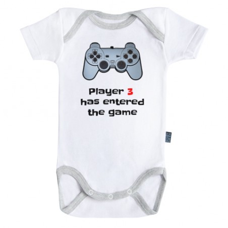 Body Bébé manches courtes - Joueur 3 est rentré dans le jeu - Playstation - Unisexe 6 - 12 
