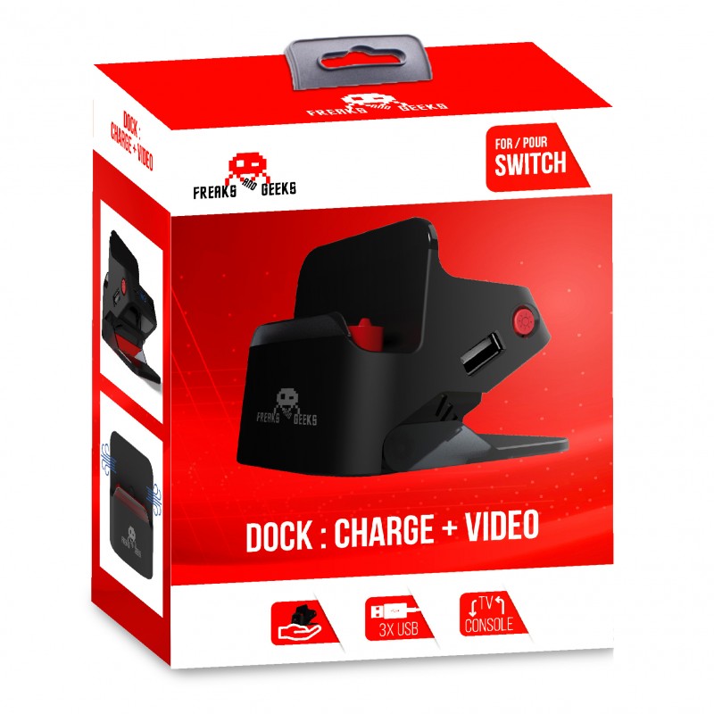 Nintendo Switch - Dock et Stand 2 en 1 - Support Recharge + Connexion TV - Noir
