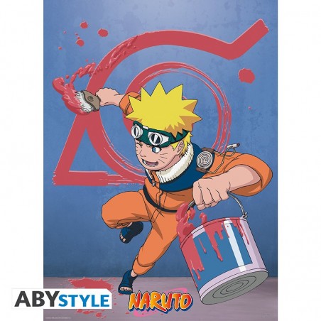 Poster - Naruto - " Naruto et emblème Konoha" (52x38)