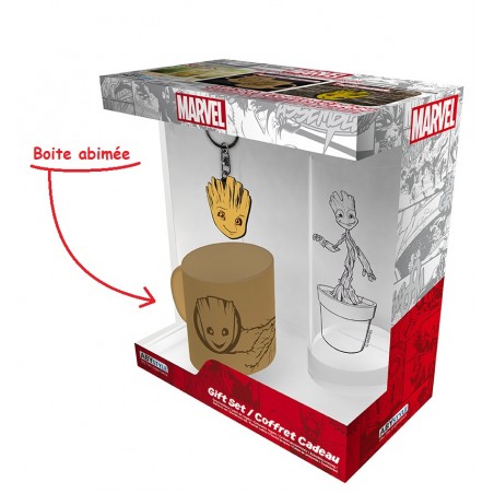 Produit abîmé - Gift Pack Marvel - Verre 29cl + Porte-clefs + Mini Mug "Groot"