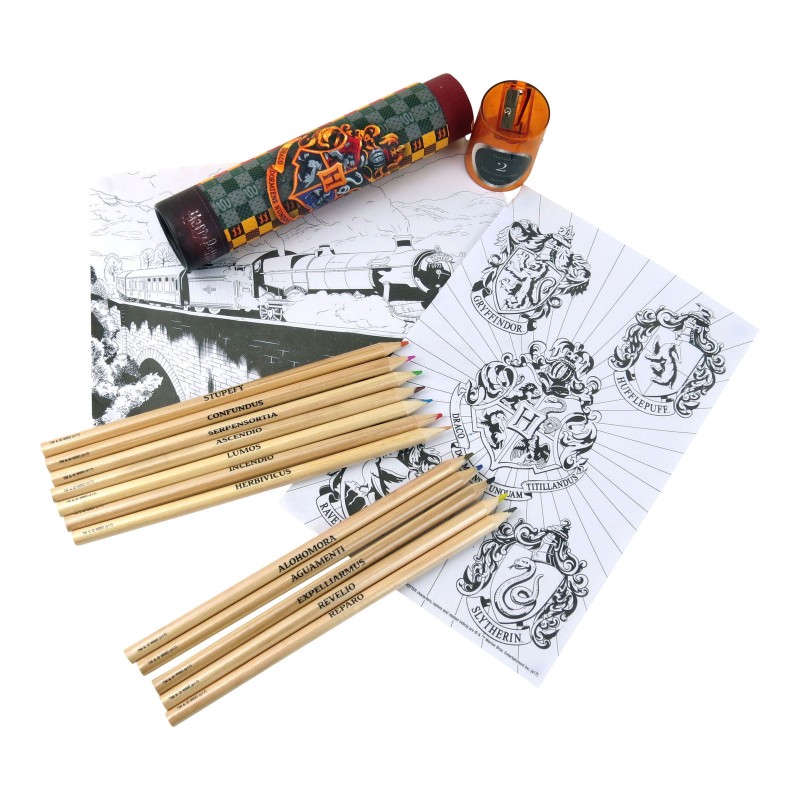 Boîte à Crayons de Couleurs + Coloriages - Harry Potter - Poudlard