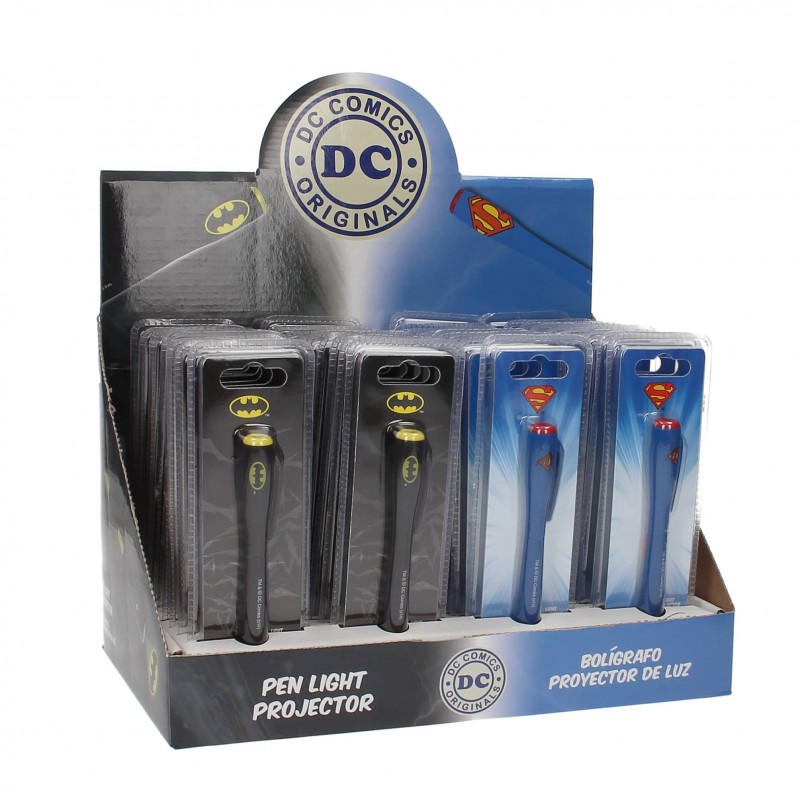 Stylos avec lumière - DC - Batman / Superman - Display de 36 pièces