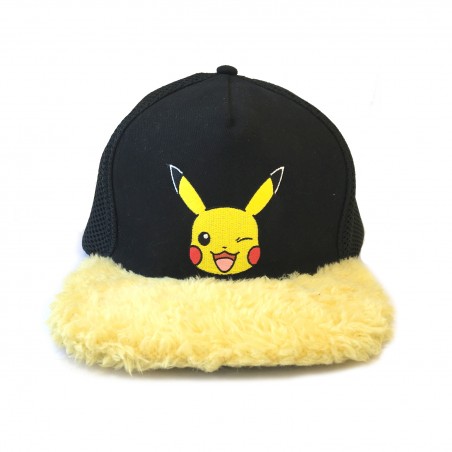 Casquette Snapback Fourrure - Pikachu Clin d'Oeil (Jaune/Noir) - Pokemon - U Unisexe 