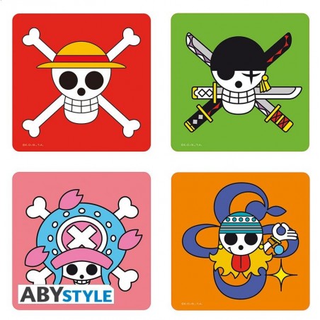 Set de 4 Dessous de Verre - Skulls - One Piece