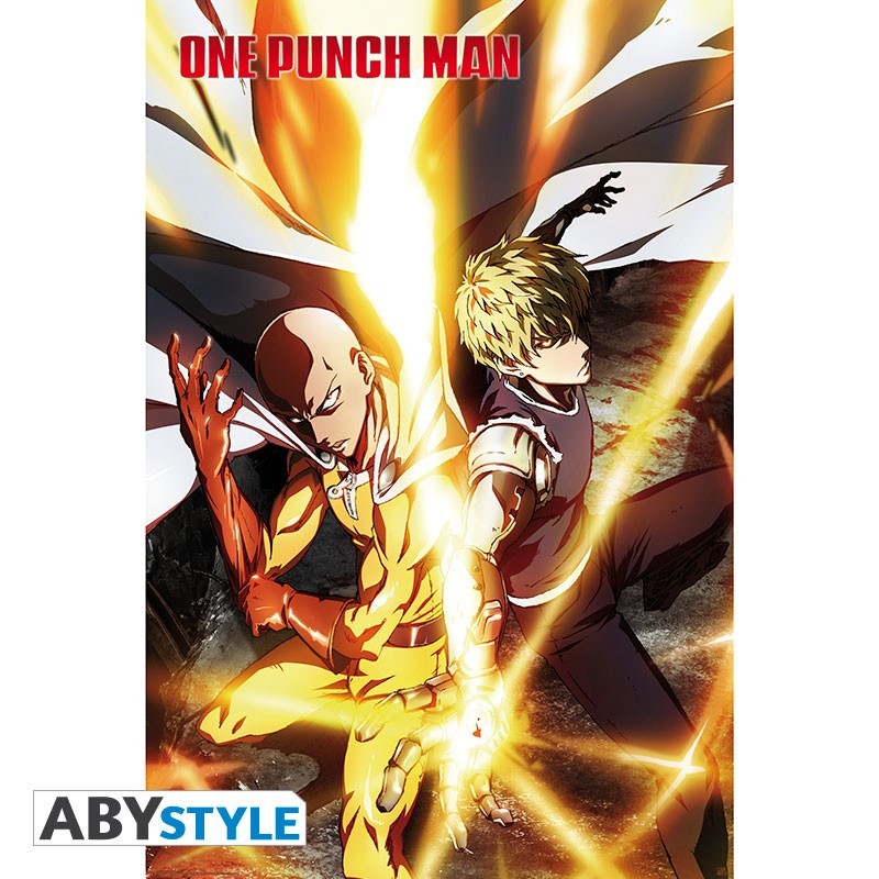 Poster - Saitama et Genos - One Punch Man - Roulé et filmé