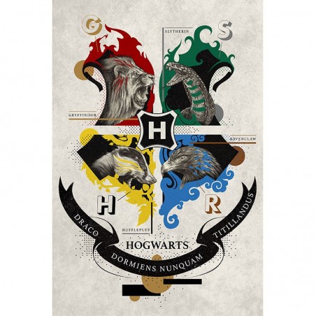 Poster - Emblème des Maisons - Harry Potter - Roulé et filmé