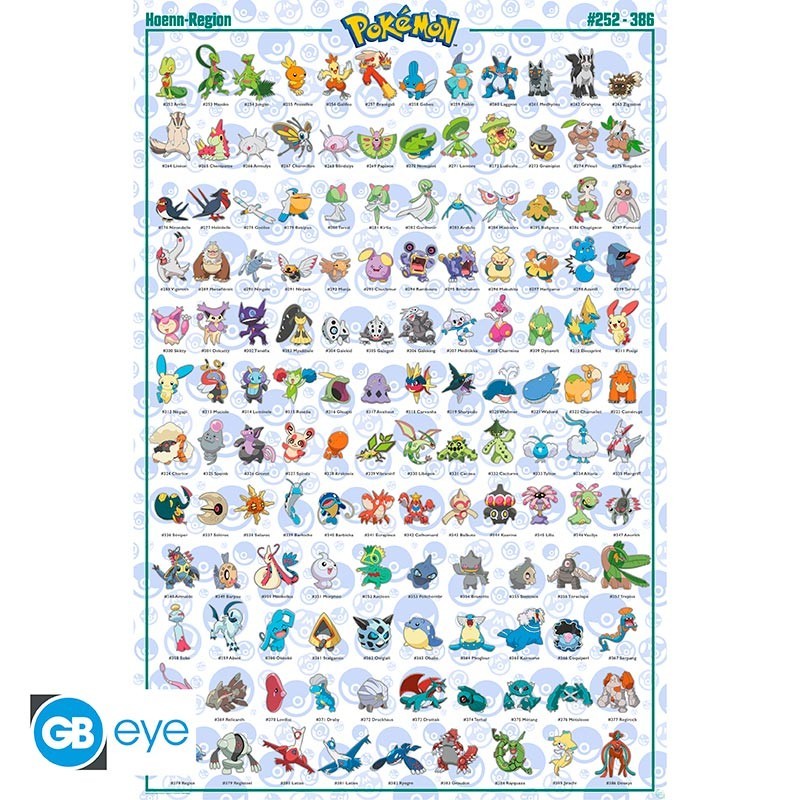 Poster - Hoenn Pokedex FR - Pokemon - Roulé et filmé
