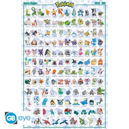 Poster - Hoenn Pokedex FR - Pokemon - Roulé et filmé