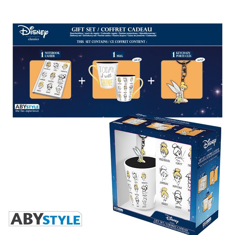 Gift Pack Disney - Mug 250ml + Porte-clés + Cahier "Clochette"