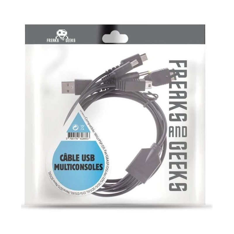 Câble USB Multiconsoles - DS, DS Lite, 2DS, 3DS, 3DSXL, DSi, DSiYL, New3DS...
