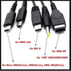 Câble USB Multiconsoles - DS, DS Lite, 2DS, 3DS, 3DSXL, DSi, DSiYL, New3DS...