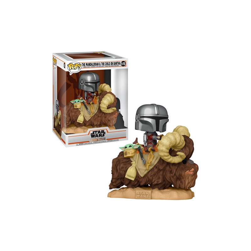 Mando on Bantha w/Child in Bag - Star Wars : the Mandalorian (416) - POP Movie - Deluxe 