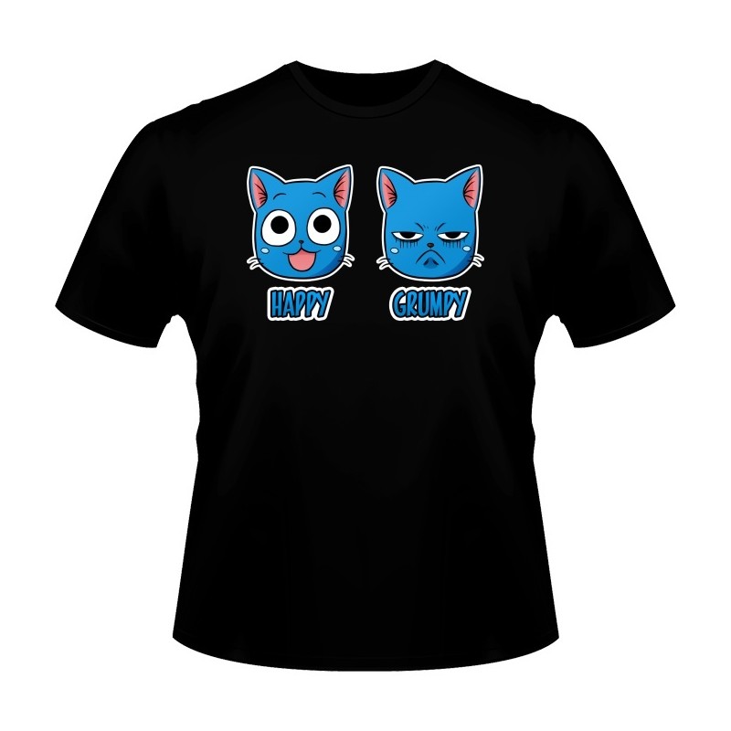 T-shirt - okiWoki - Happy Grumpy - Fairy Tail - Fond Noir - L Homme 