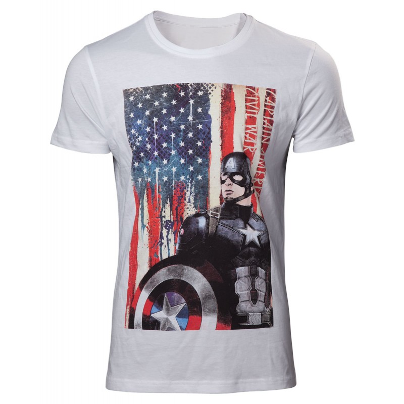 T-shirt Bioworld - Captain America Civil War - American Flag - S Homme 