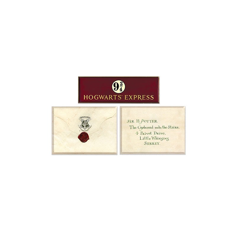 Pack de 3 Aimant - Harry Potter - Lettre d'acceptation + Voie 9 3/4