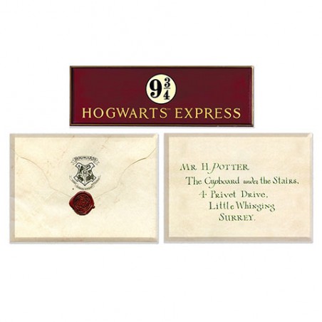 Pack de 3 Aimant - Harry Potter - Lettre d'acceptation + Voie 9 3/4