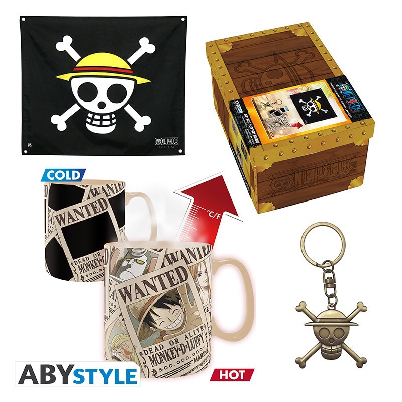 Gift Pack Premium - One Piece - Drapeau + Porte-clef 3D + Mug 3D Wanted