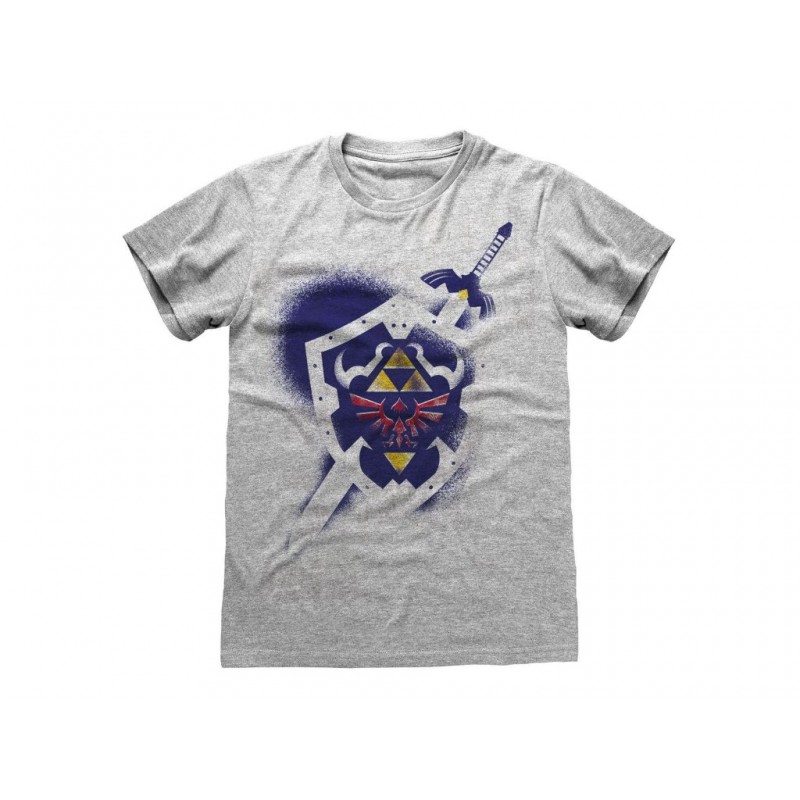 T-shirt - Zelda - Bouclier - Fond gris - S Homme 