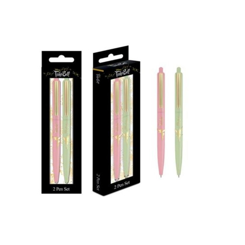 Stylos - Set de 2 - Rose et Vert La fée Clochette