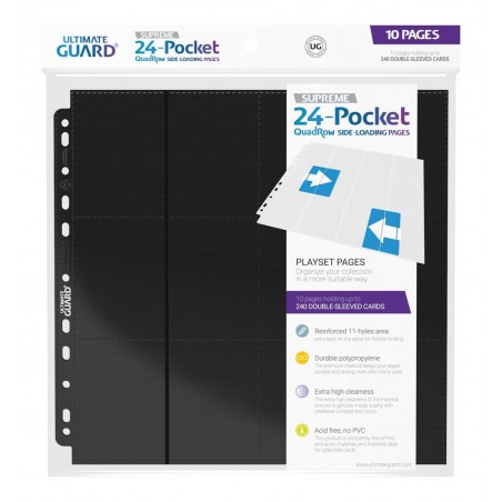 Pages Classeur Side-Loading - 24-Pocket (Noir) - (10ct)