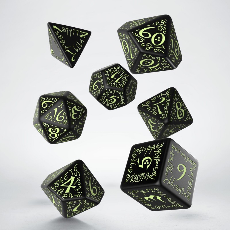 Set de dés - Elvish - Noir/Vert - Phosphorescents
